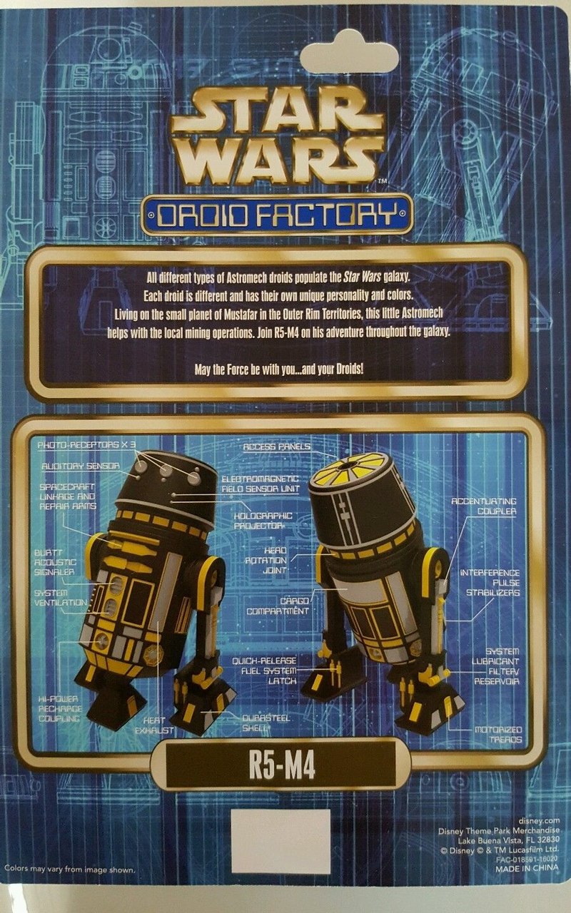 Disney Star Tours Exclusive Droid Factory R5 M4 Figure - r5 unit roblox