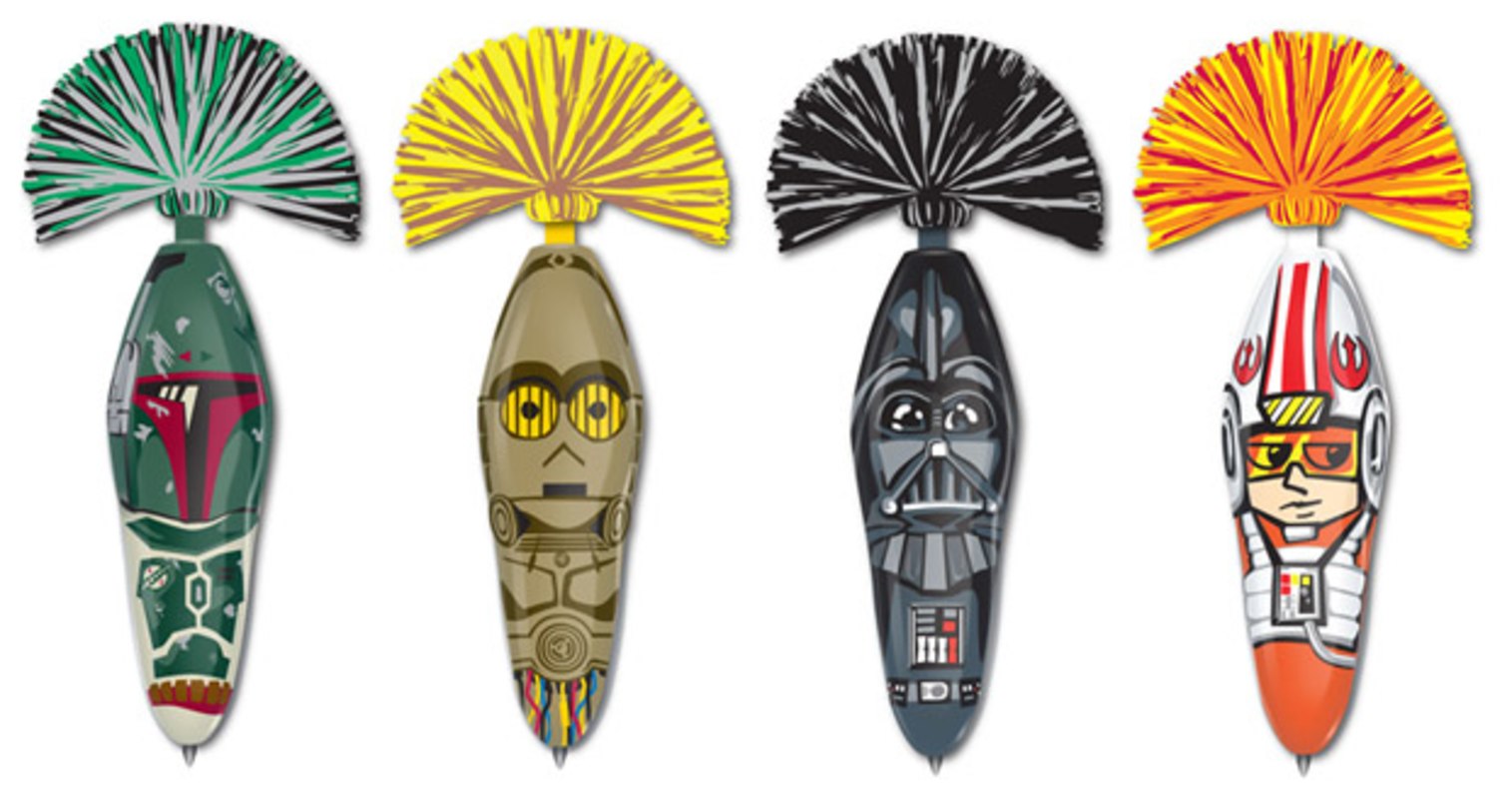 Star Wars Pen Kooky Klicker Boba Darth Vader Luke Skywalker C3PO 4 Set Series 1